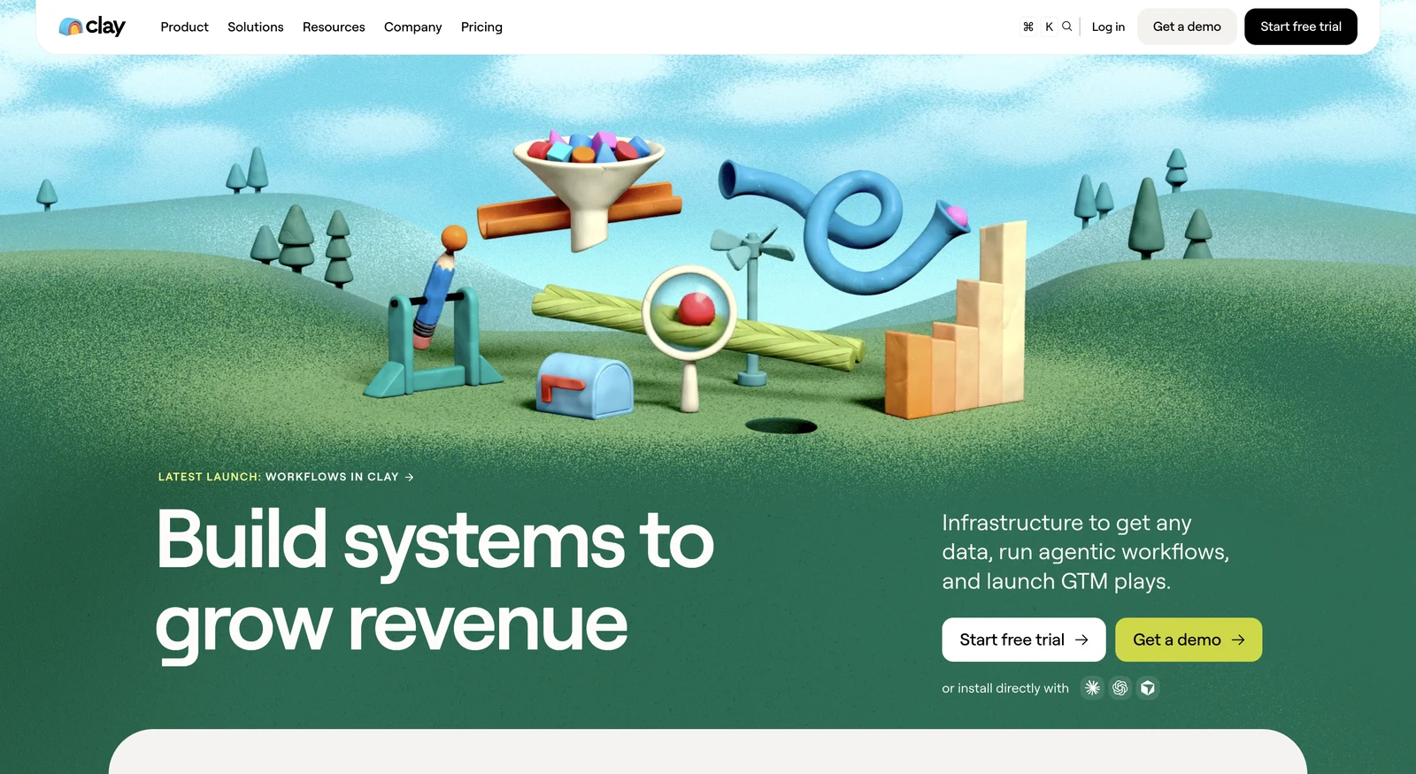 Screenshot of the Clay website