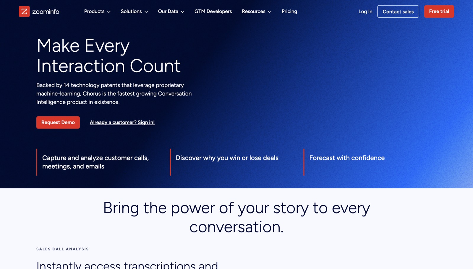 Screenshot of the Chorus website