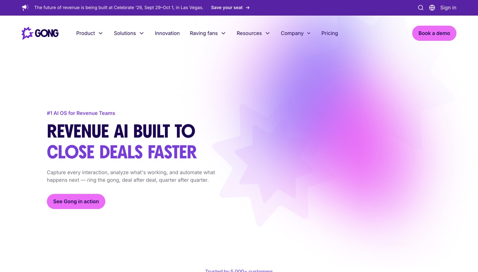 Screenshot of the Gong website