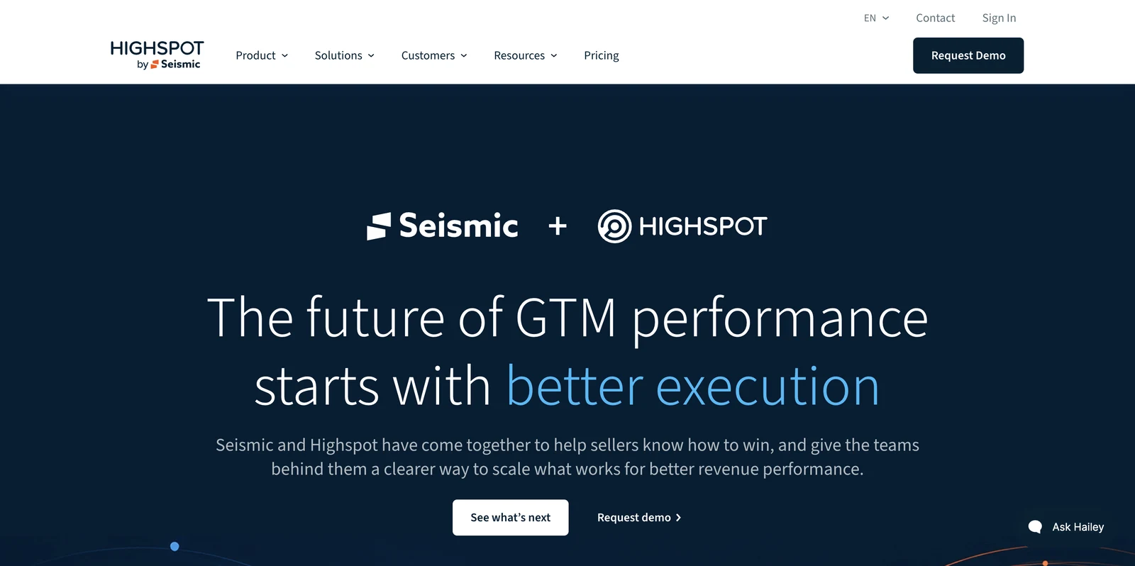 Screenshot of the Highspot website